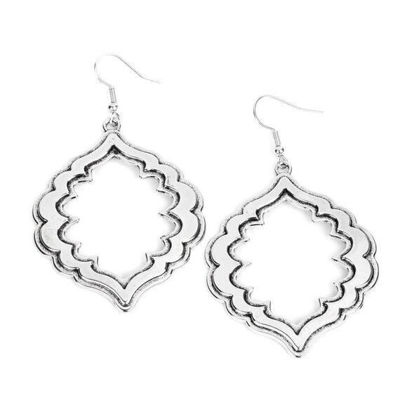 paparazzi Jewelry - 𝅺TAJ Mahal Majesty Silver Earrings